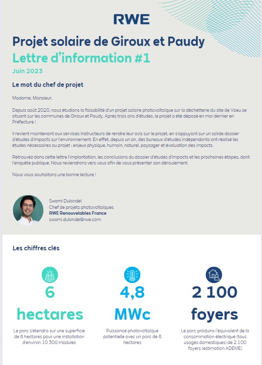 Lettre d'information n°1